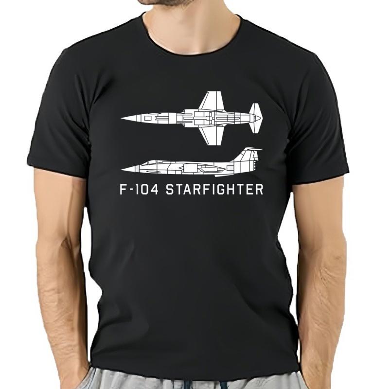 F-104 Starfighter Düsenflugzeug Silhouette Männer T-Shirt Kurzarm Lässig 100% Baumwolle Rundhals