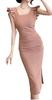 Toa Soa Beautiful Long Sleeves with Ruffles Women's Dress, (Size L, Pink)