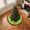Red And Green Christmas Tree Skirt Furry Plush Christmas Tree Skirts Holiday Glittering Dot Mat Faux Round Carpet For Home Xmas Party Decor
