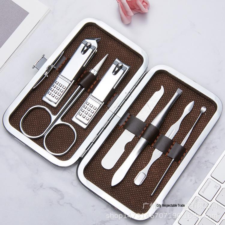 7-Piece Professional Nail & Eyebrow Clippers Set for Manicure and Pedicure