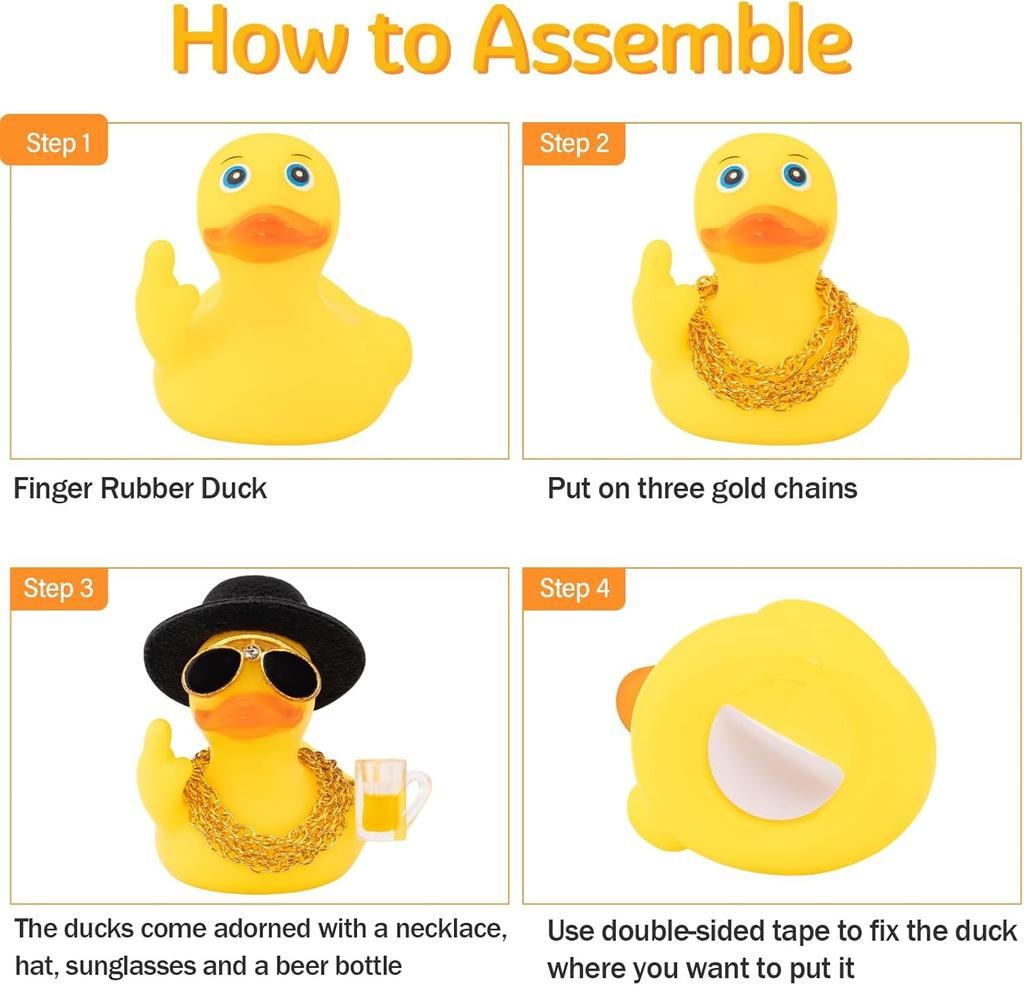 Rubber Middle Finger Duck Car Ornament Funny Office Gift Car Dashboard Decoration Quirky Decor Rubber Duck Funny Car Accessories