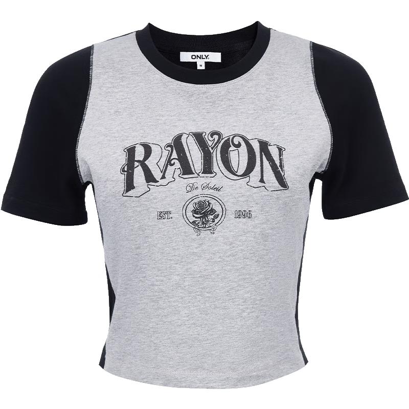 ONLY Women s 2025 Spring Color-Block Letter Print T-Shirt S