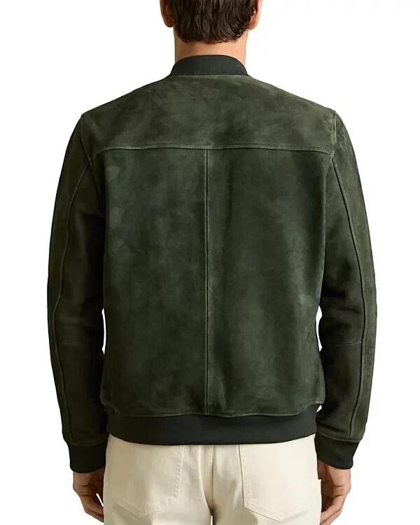 Men Jacket Suede Stylish Handmade Genuine New Green Lambskin Biker Soft Wear Fit