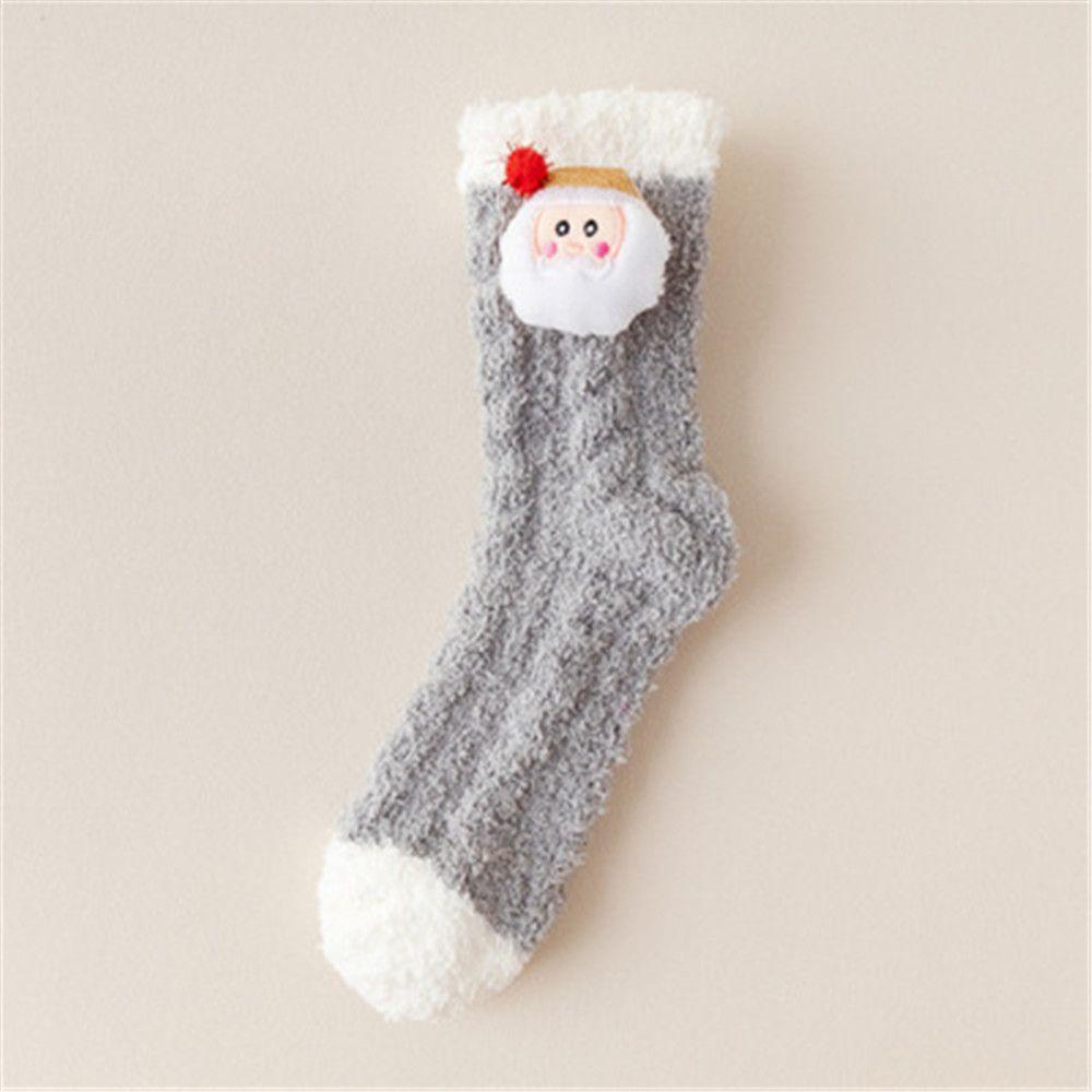 Christmas gift Comfortable Women Santa Claus High socks Cute Coral fleece Stocking Winter Warm