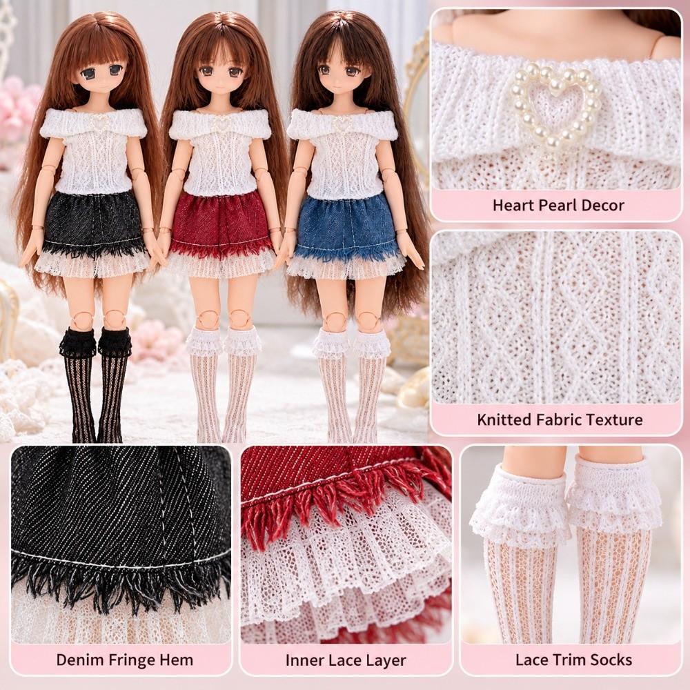 2 Styles Dolls Jeans Short Mini Skirt  for ob24 OB22 Dolls/for Azones YMY Doll/for Blyth Doll