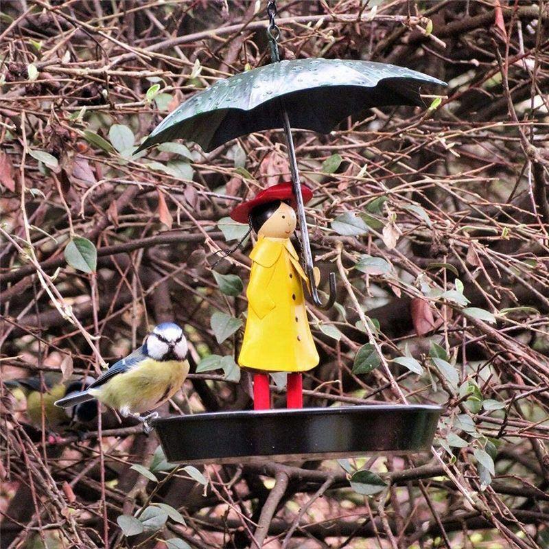 Practical-Girls Bird Feeder With Umbrella Metal Hanging Chain And Hook Feeder For Wild Garden Birds Antique 1 Piece