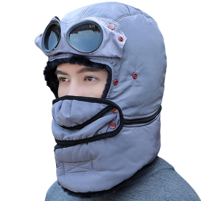 Winter Thermal Hat Scarf with Glasses Winter Pilot Hat Trapper Hats Goggle and Face Mask Outdoor Sport Ski Harsh Winter