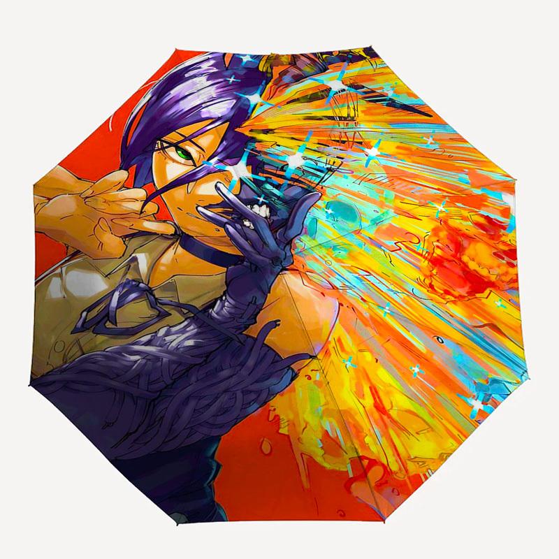 1pc Anime Character Automatic Folding Umbrella with 8 Bone Iron Frame - Portable Tri-Fold Design for Outdoor Use, Perfect Gift for Fans and Travelers.