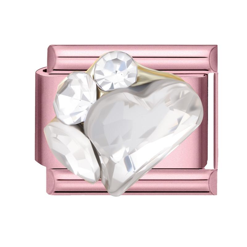 Y2K Pink Glitter Zircon Heart Flowers Rabbit Crystal Italian Charm Fit 9MM Stainless Steel Bracelet Women Men DIY Jewelry Gift