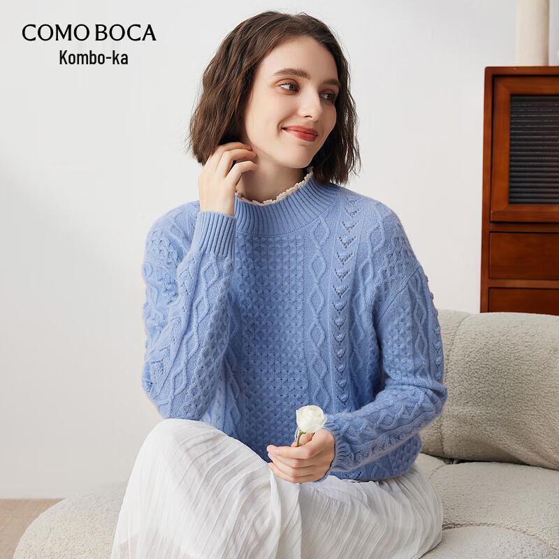 

Women s Autumn/Winter Mock Neck Cable Knit Cashmere Sweater 2XL