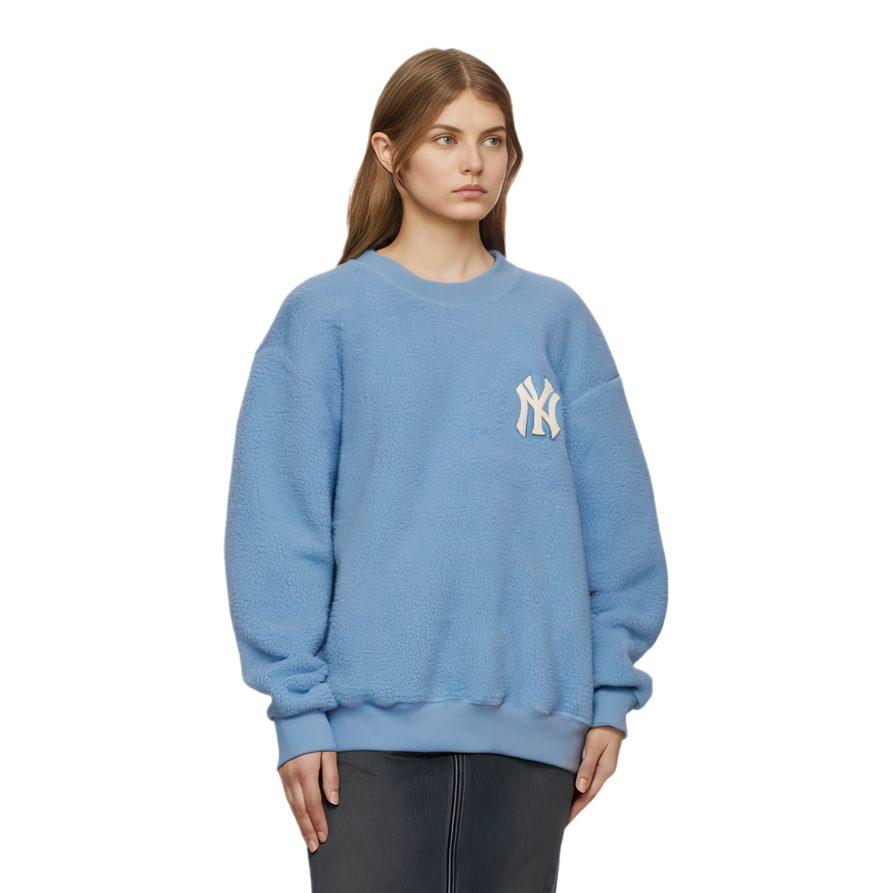 MLB Base Logo Sweatshirts Unisex Blue Crew Neck Thickened Regular 3AMTF5116-50BLL