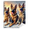 German Shepherd Dog Family Fleece Blanket Winter Snow Scene Soft Cozy Throw Pet Lover Gift Home Decor for Dog Owners100x130