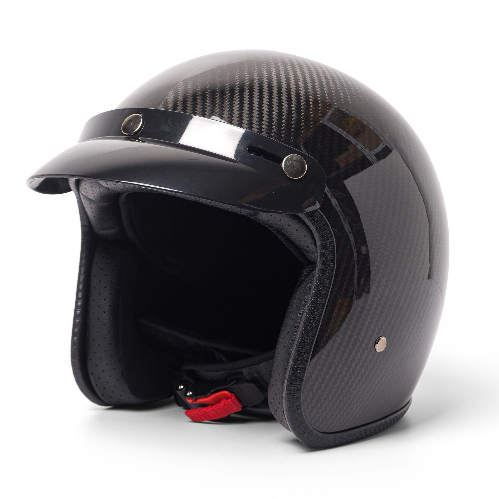 Forged Carbon Fiber Retro Motorcycle Half Helmet Medium