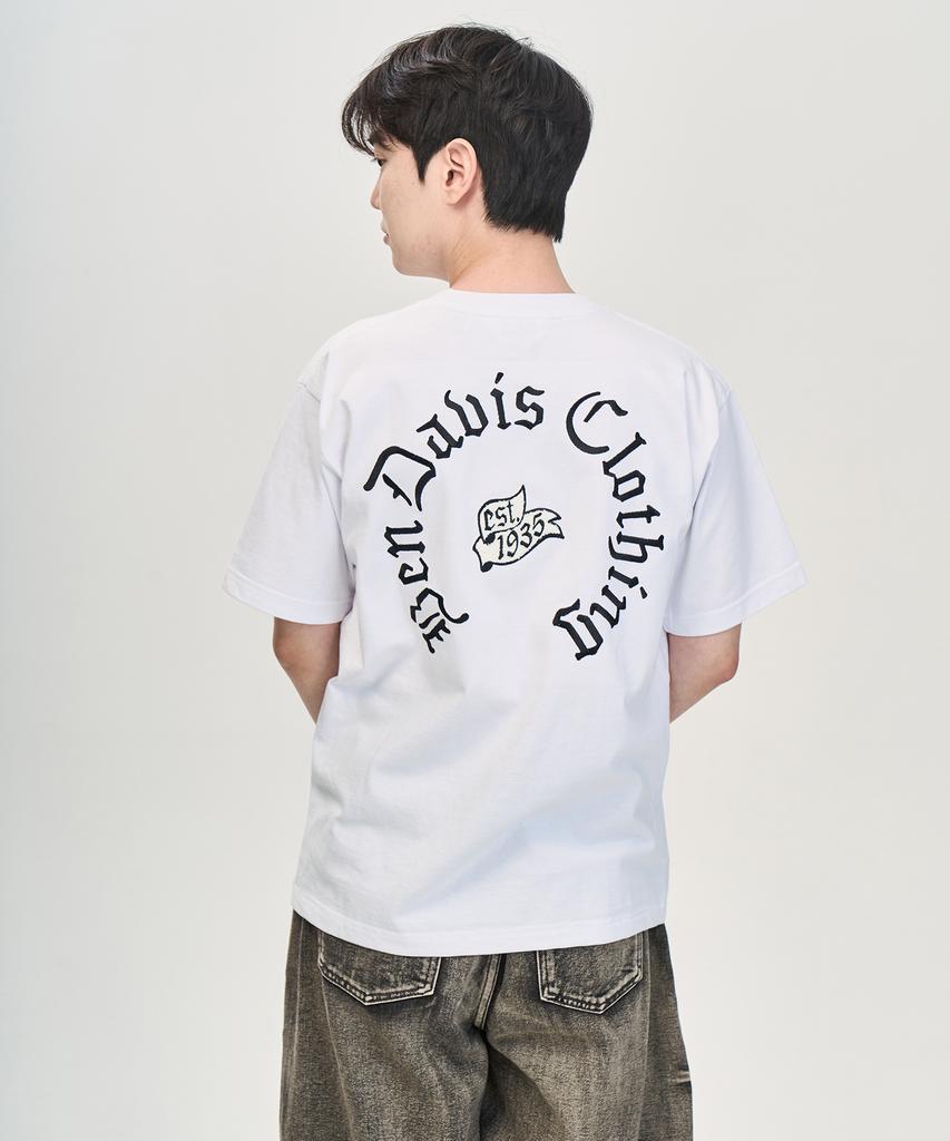 BEN DAVIS Old English Embroidered T-Shirt White