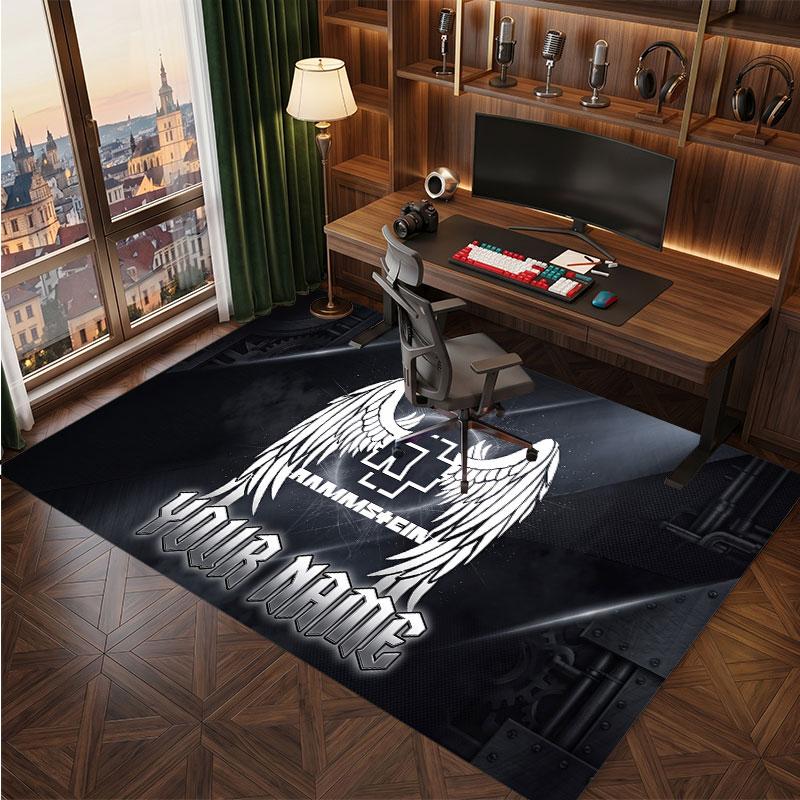 Rammstein Personalisierter Kristall-Samt-Teppich, Benutzerdefinierter Name Text Weicher Anti-Rutsch-Teppich für Wohnzimmer Schlafzimmer