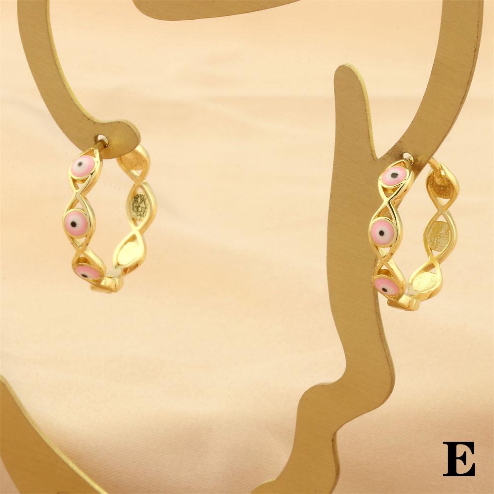 18K Gold-Plated Enamel Devil's Eye Ear Hoops for Women - Fashionable, Color-Retentive Design