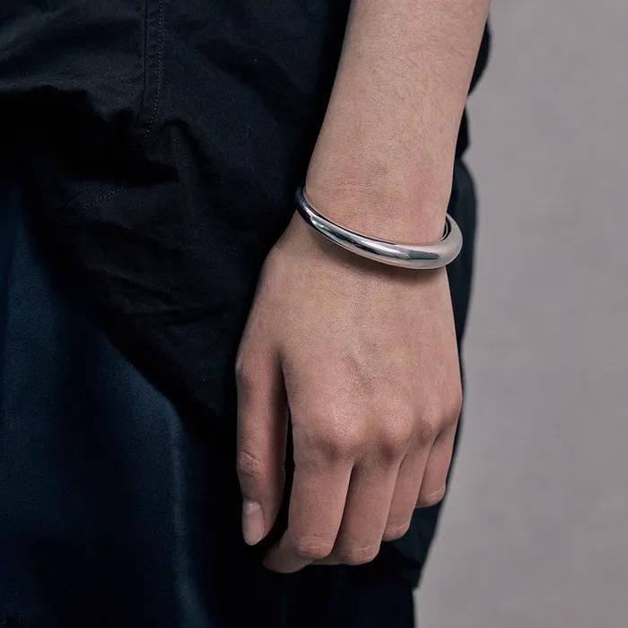 Slim Dome Cuff Bracelet Silver