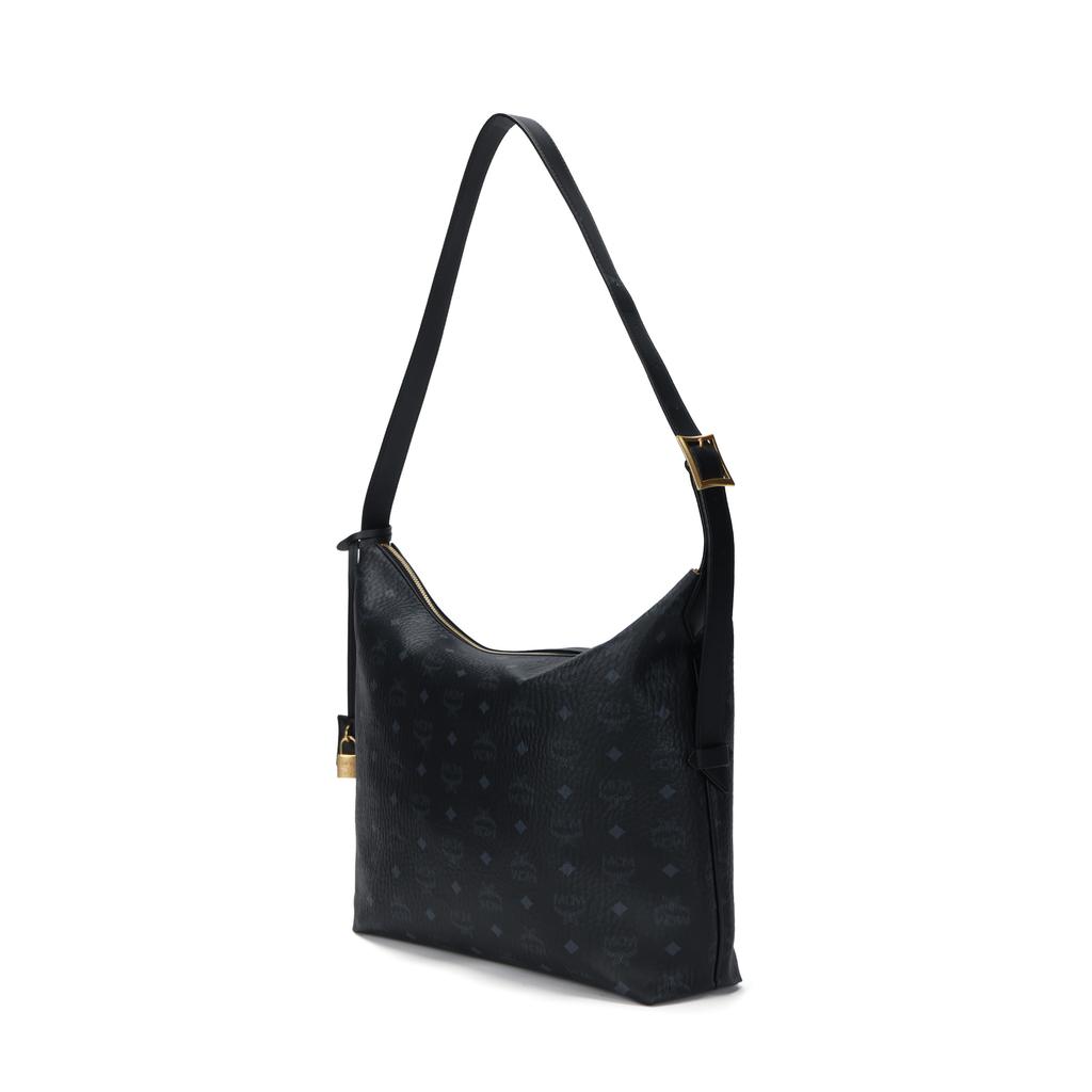 MCM Aren 24K Gold Plated Brass Hardware Visetos Coated Canvas And Leather Tote Shoulder Bag Large Women handbags Black MWHESTA02BK001