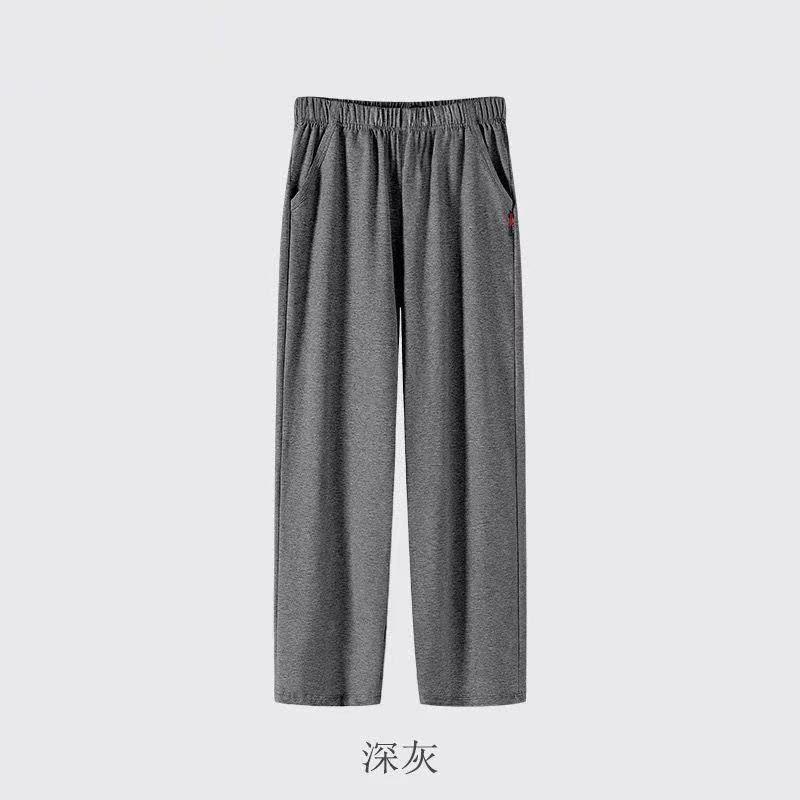 

Men s Elastic Waist Casual Pants Loose Straight Fit Lightweight Breathable Solid Color Trousers with Pockets 4XL армія зелений колір