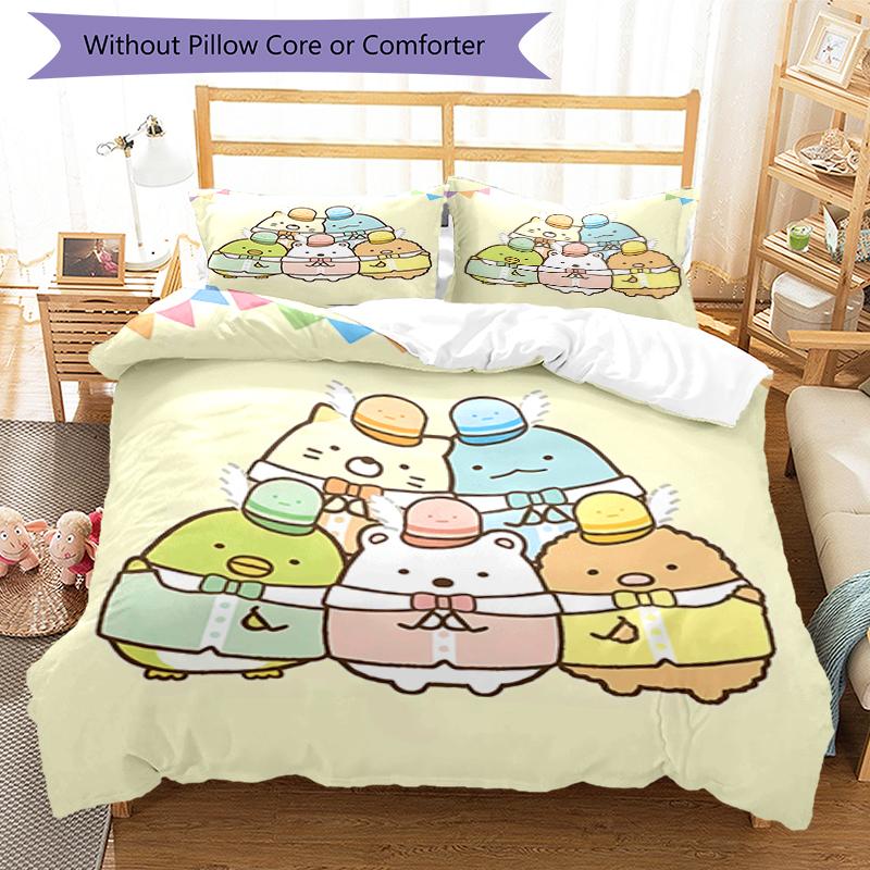 3pcs Sumikko Gurashi pattern bedding set duvet cover set includes duvet cover &pillowcases, perfect all season bedroom decoration & gift