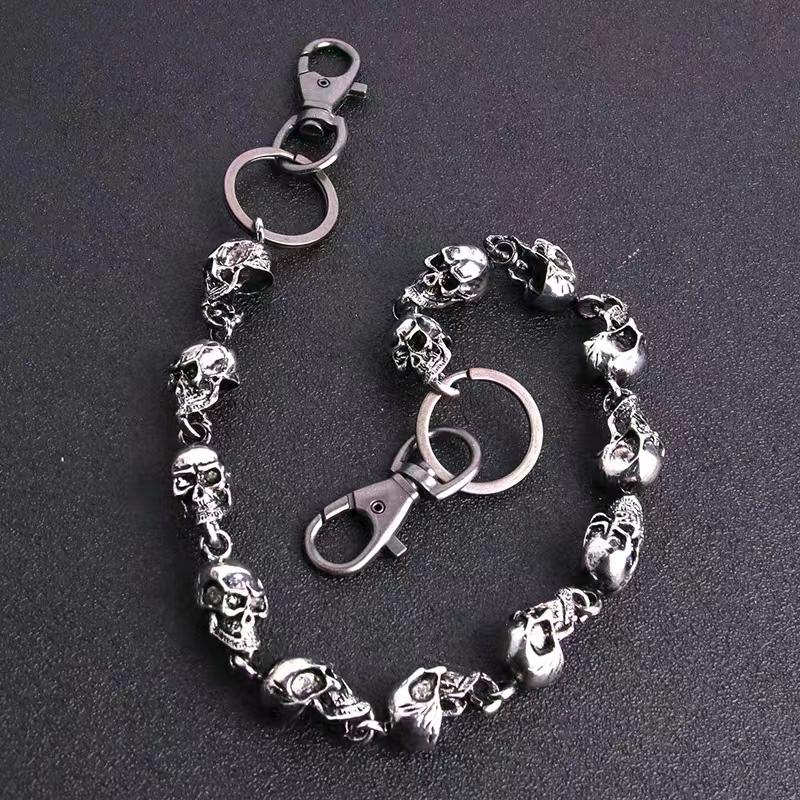 

1 шт. готический панк мужской ремень брелок винтажный череп металл хип-хоп рок джинсы брелок мужской мотоцикл езда кошелек брелок