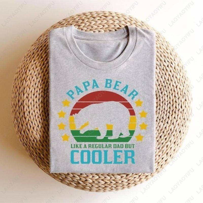 Papa Bear Cotton TShirt Like A Regular Dad But Cooler Funny Dad Tee Retro Fathers Day Gift Adventure Printed Papa Oneck Tops S
