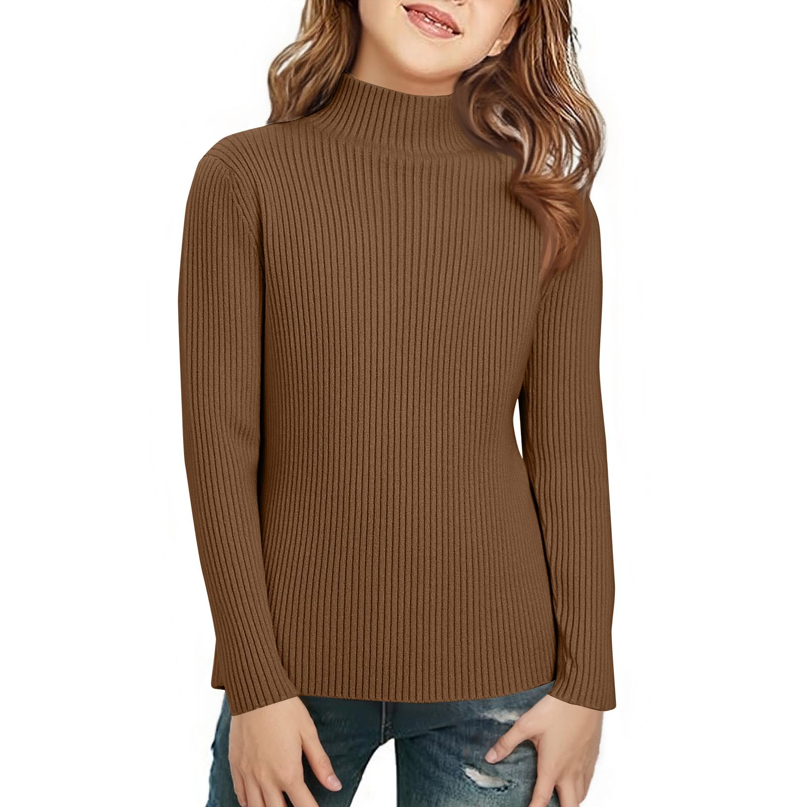 

Детская модная и повседневная базовая трикотажная футболка с длинным рукавом и полувысоким воротником 160