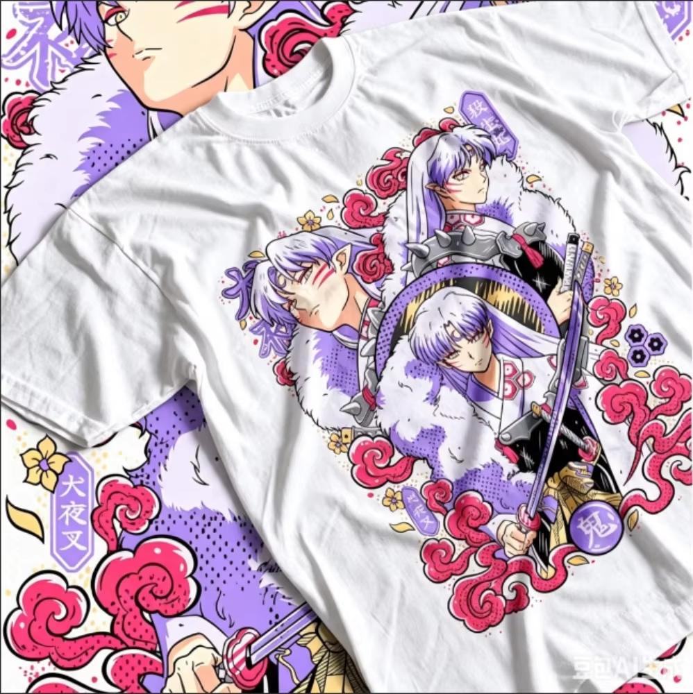 2026 New Summer Anime Inuyasha Sesshomaru Graphic‑Print Unisex T‑Shirt, Loose‑Fit Y2K‑Style Soft T-shirt