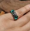 Women's Retro Stainless Steel Hip Hop Owl Ring with Blue Eyes