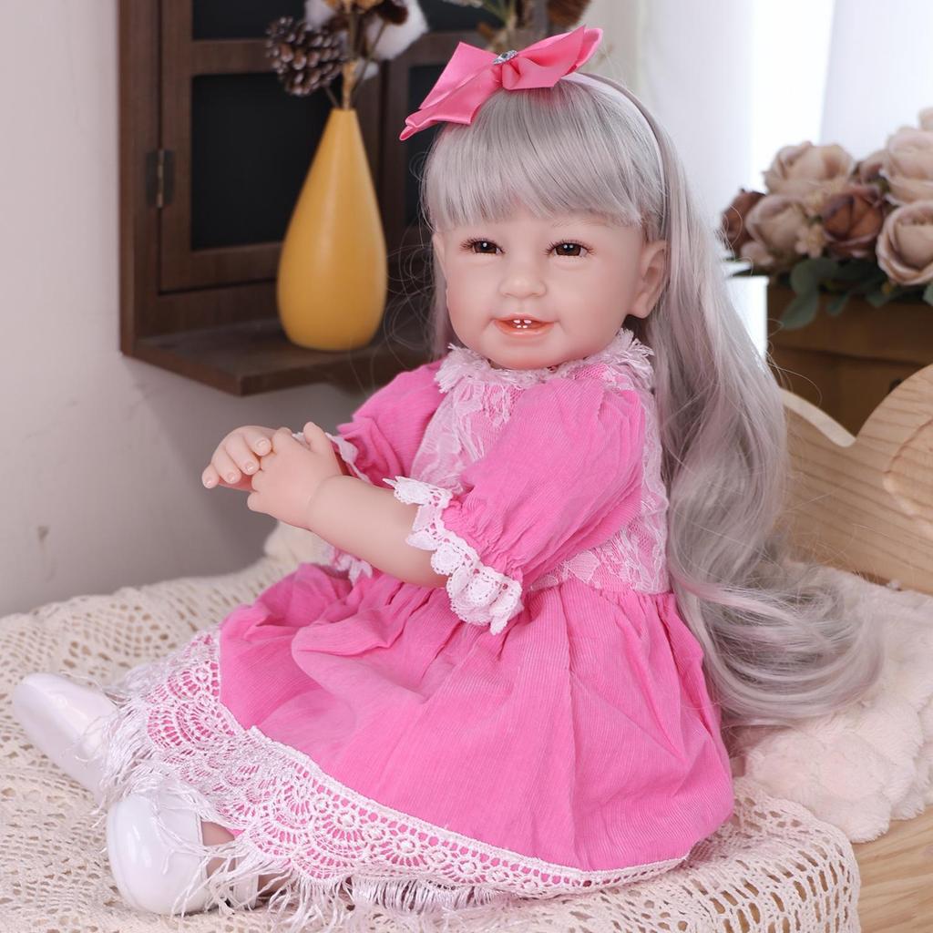 KEIUMI Reborn Puppen 55 cm Silikon Stoffkörper Berührung Weich Neugeborene Mädchen Frühes Lernspielzeug Weihnachten Geburtstagsgeschenke