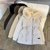 Parker Clothing Women's New Winter All-match Cotton Clothing Plus Velvet Hooded Jacket, Big Fur Collar, Warm Cotton Clothing, Women's Cold Protection