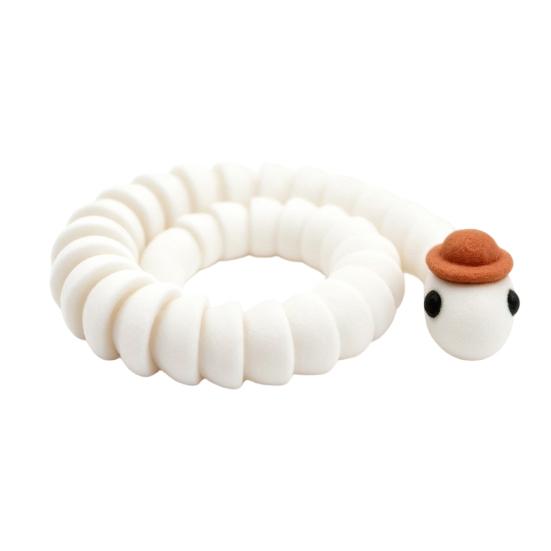 

3D Printed Snake Figure Flexible Animal Fidget Toy Cute Articulating Snake Desk Toy for Collectors Easter Basket Stuffer білий