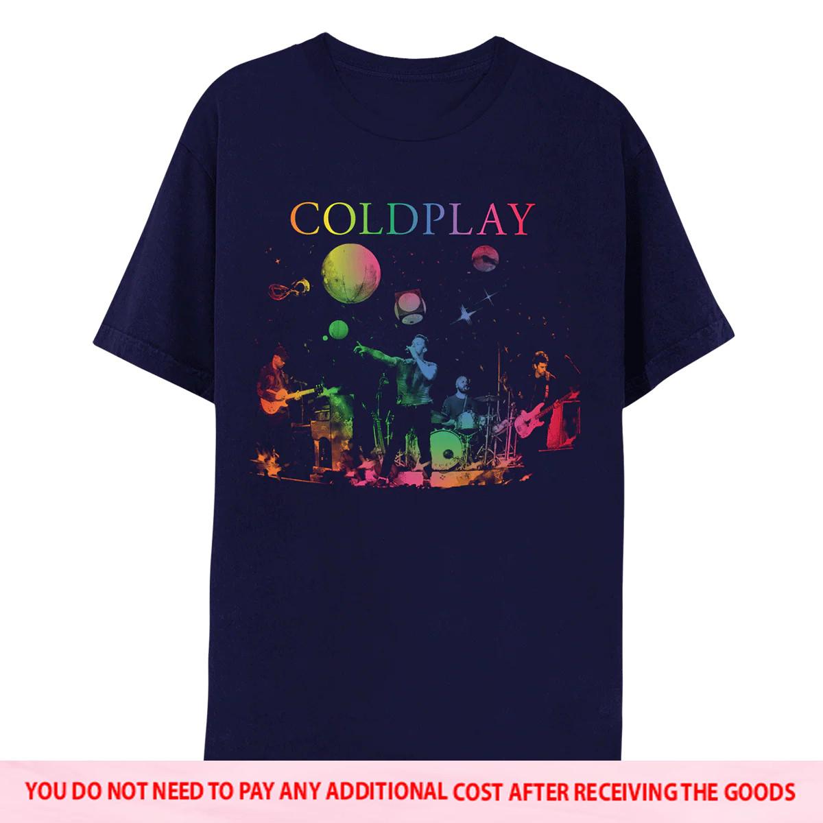 Hot Coldplay Band Music Of The Spheres Cotton Navy Blue S-5XL Shirt SN149 XXL