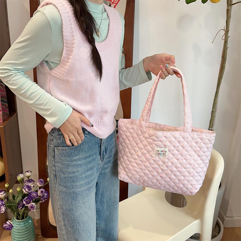 Carto Print Women's Shoulder Bag Large Capacity Ladies Tote Handbags Soft Quilted Female Travel Shopping Bags Girls Book Bag