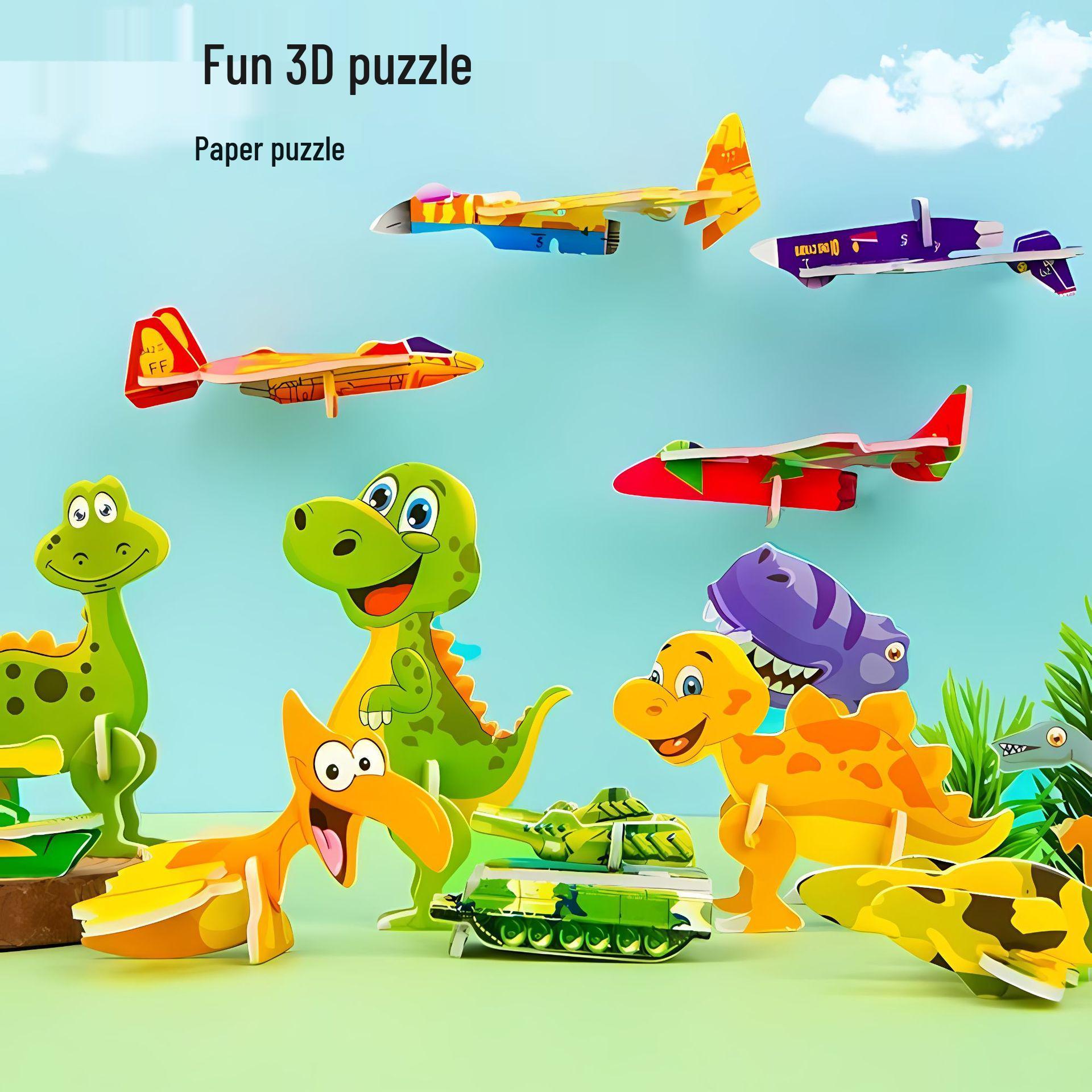 

3D Dinosaur & Insect Puzzle Toy - DIY Handmade Assembly for Kids Early Education