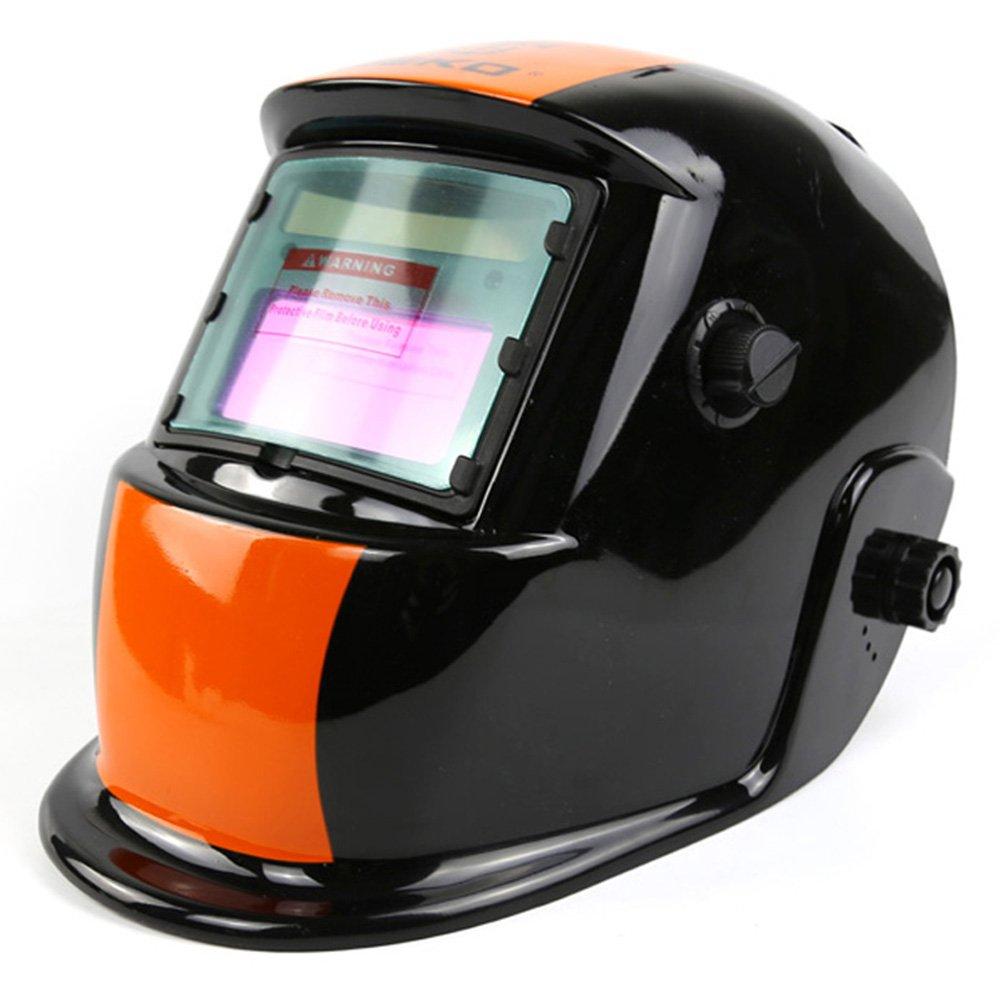 DEKOPRO Welding Solar Rechargeable Welding Adjustable Shadow Range Sec Darkening Speed for and Arc Black Orange Auto-Darkening Helmet, Mask/Welding