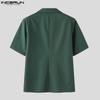INCERUN Summer 2PCS Men Lapel Short Sleeve Shirts Long Suits Trousers Sets