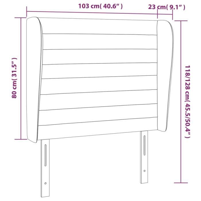 VidaXL Tête de lit avec oreilles Bleu 103x23x118-128 cm Tissu3118092
