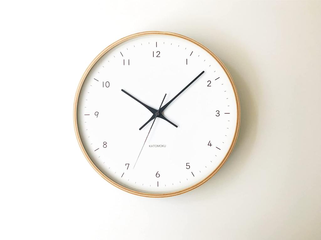 KATOMOKU plywood wall clock 12 wall clock with continuous second km-80NA Natural, hand, 304mm (radio-controlled clock)