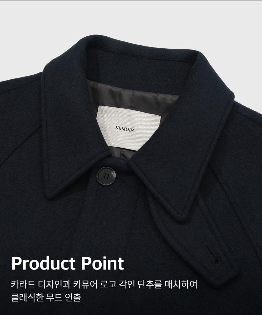 Kiimuir [Wool 80] Wool Semi-Overfit Balmacaan Coat_Navy