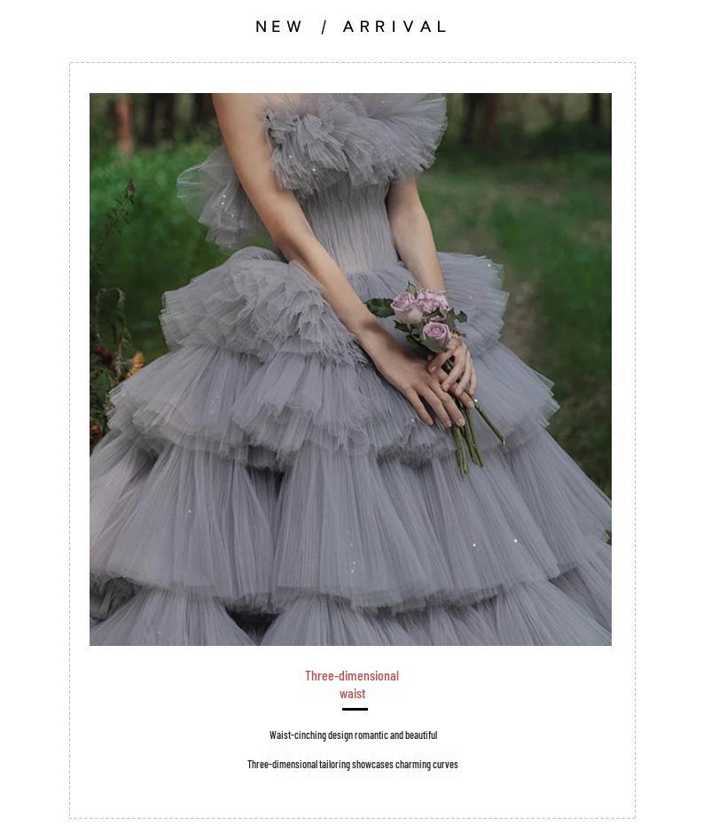 2025 Evening Wedding Dress: Studio Yarn, Outdoor Trailing Cake Skirt, Mori Style Travel Photography Gown