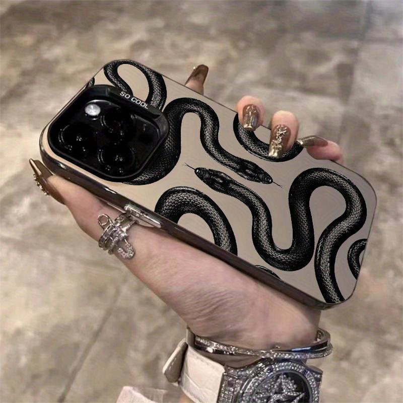 IMD Black Long Snake Eye Pattern Case For iPhone 11 Cases iPhone 16 Pro Max 12 13 14 15 15Pro Aesthetics Phone Case Cover Funda