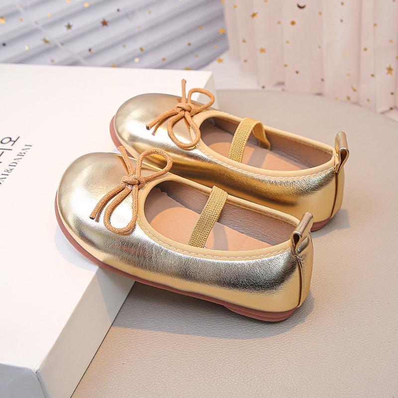 Girls' Bow Princess Mary Jane Shoes - Soft Soles for Spring/Autumn 2026, Comfortable & Versatile Dance Leather Footwear