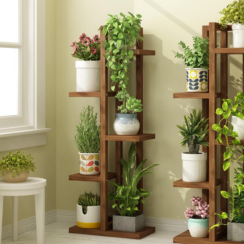 Solid Wood Plant Stand: Floor-Standing Flower Pot Holder for Balcony, Living Room, or Outdoor Space