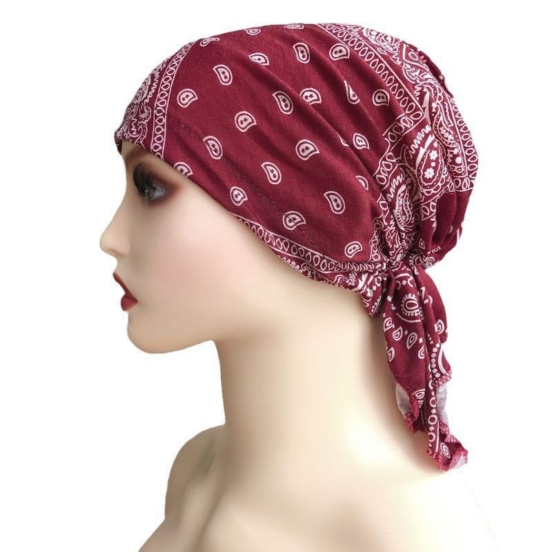 Headwrap Fashion Casual Floral Print Turban Chemotherapy Hat Women National Wind Cotton Hat Bandana