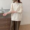 turtleneck solid color pullover sweater women's autumn and winter new loose lazy bottomed knitted sweater