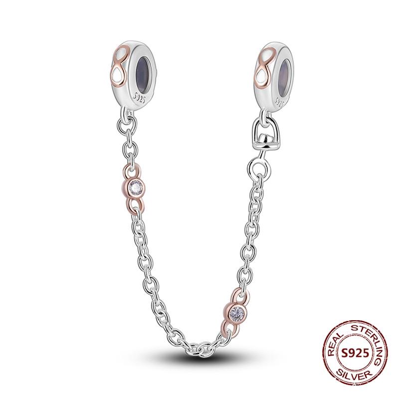925 Silver Star Moon Bracelet Ocean Safety Chain with Colored Zircon Beads DIY Fine Jewelry for Women