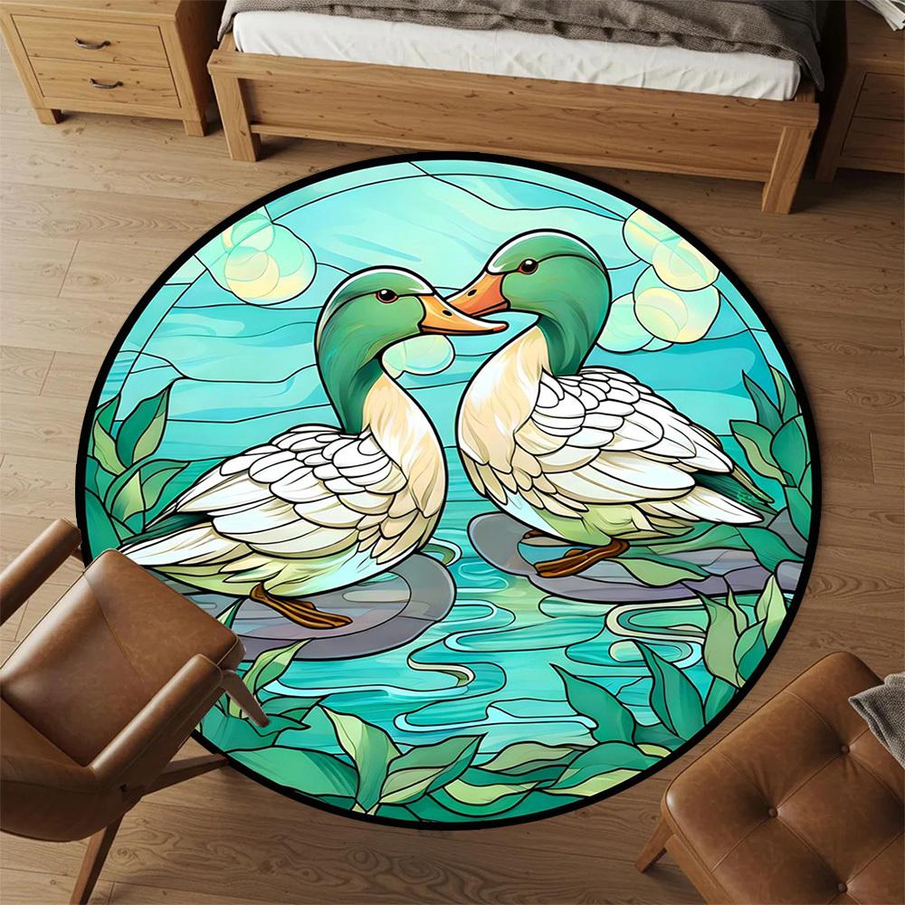 1pc Ducks Pond Round Chair Mat Office Area Rug - Non-Slip, Floor Mat for Office, Bedroom, Ideal Home Decor Gift C0112138