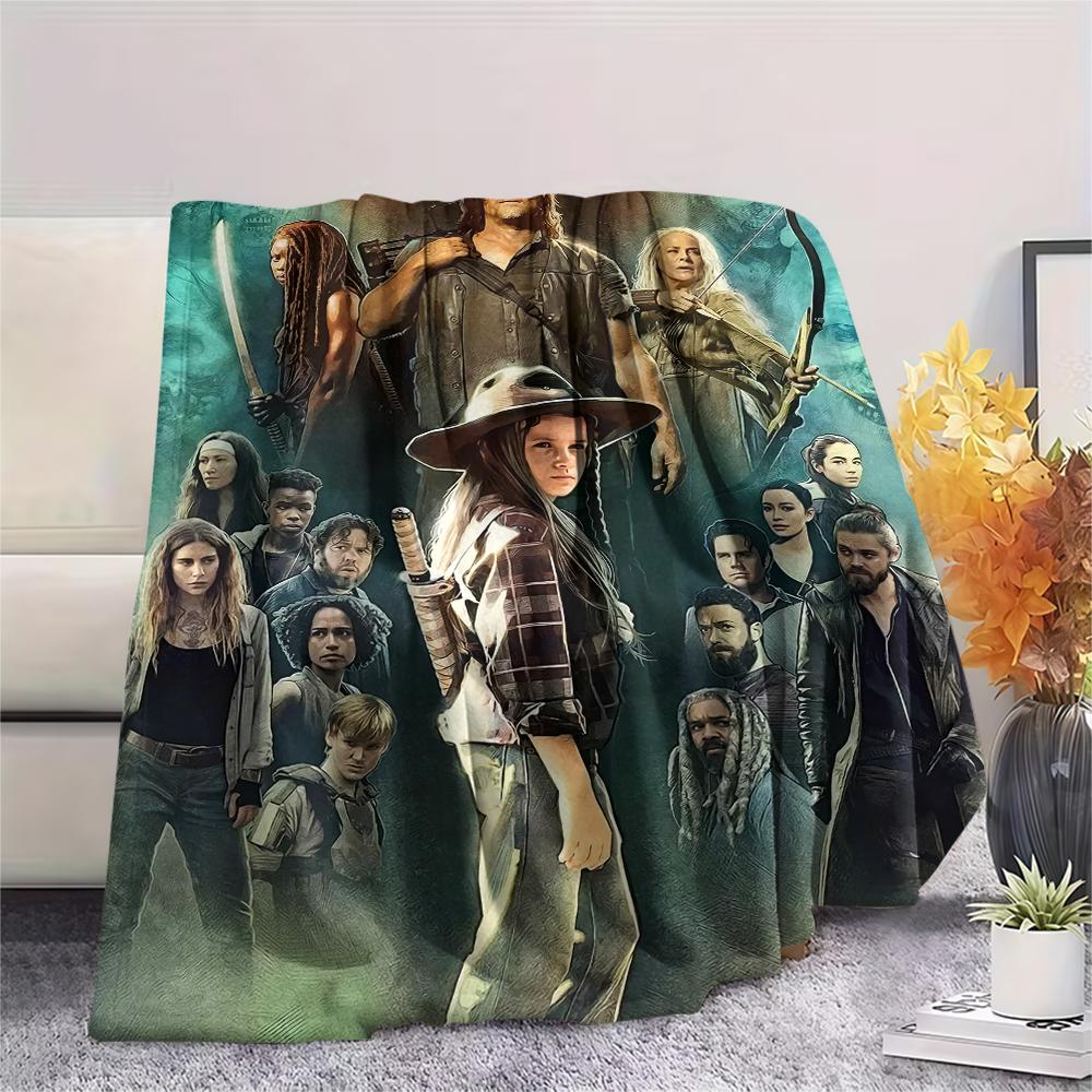 1PC The Walking Dead Print Flannel Blanket, High quality All Seasons, Home Decor, Warmth and Comfort, Perfect for Christmas Gifts