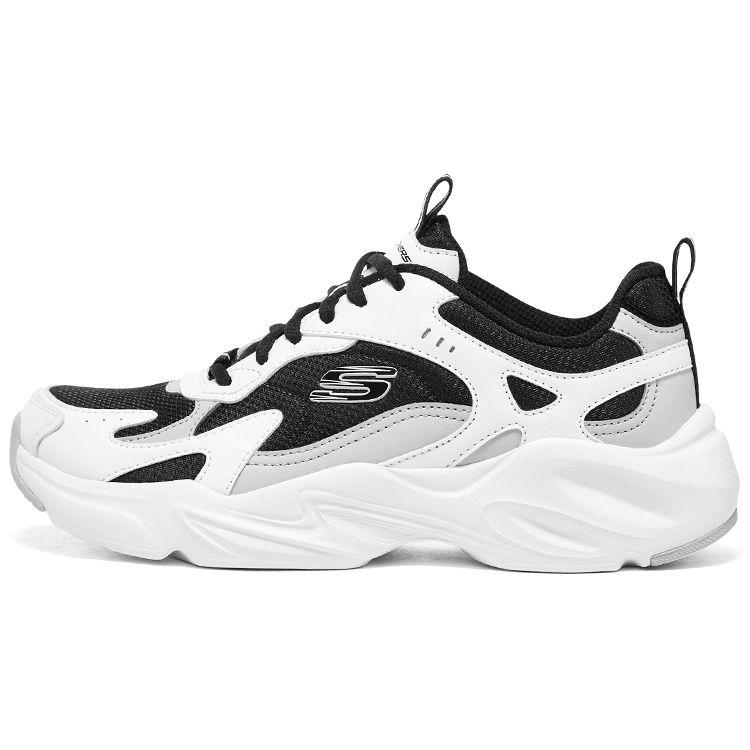 Skechers D Lites Women White Black Low Top Dad Shoes 896270-WBK 37